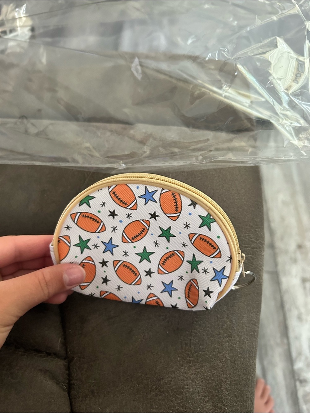 🔥$2 Kids Football Stars Coin Purse - White with Orange & Green